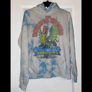 Rolling Stones VTG Hoodie Super Rare Blue Tie Dye